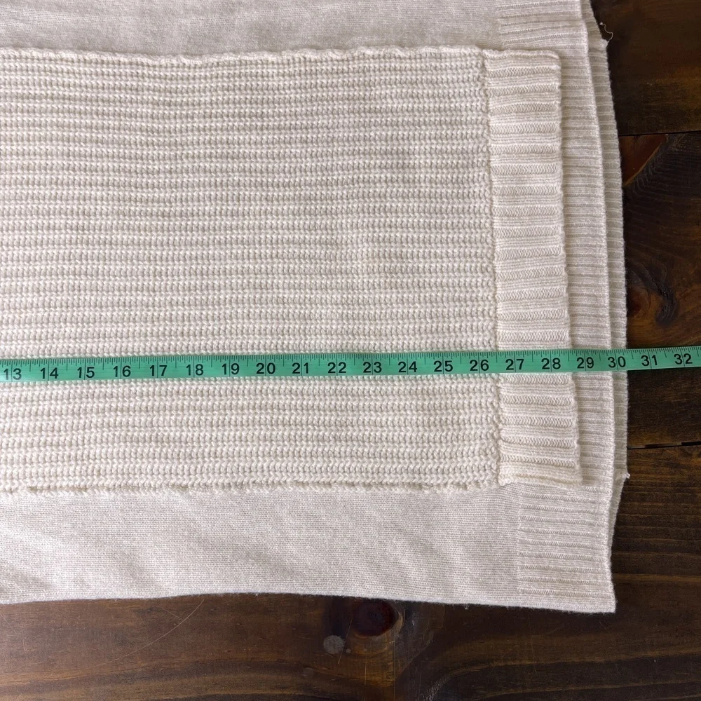 J. Crew Mockneck Tunic Sweater Cream Fine Wool Women's Small Mixed Fabric H4391 - Picture 8 of 9